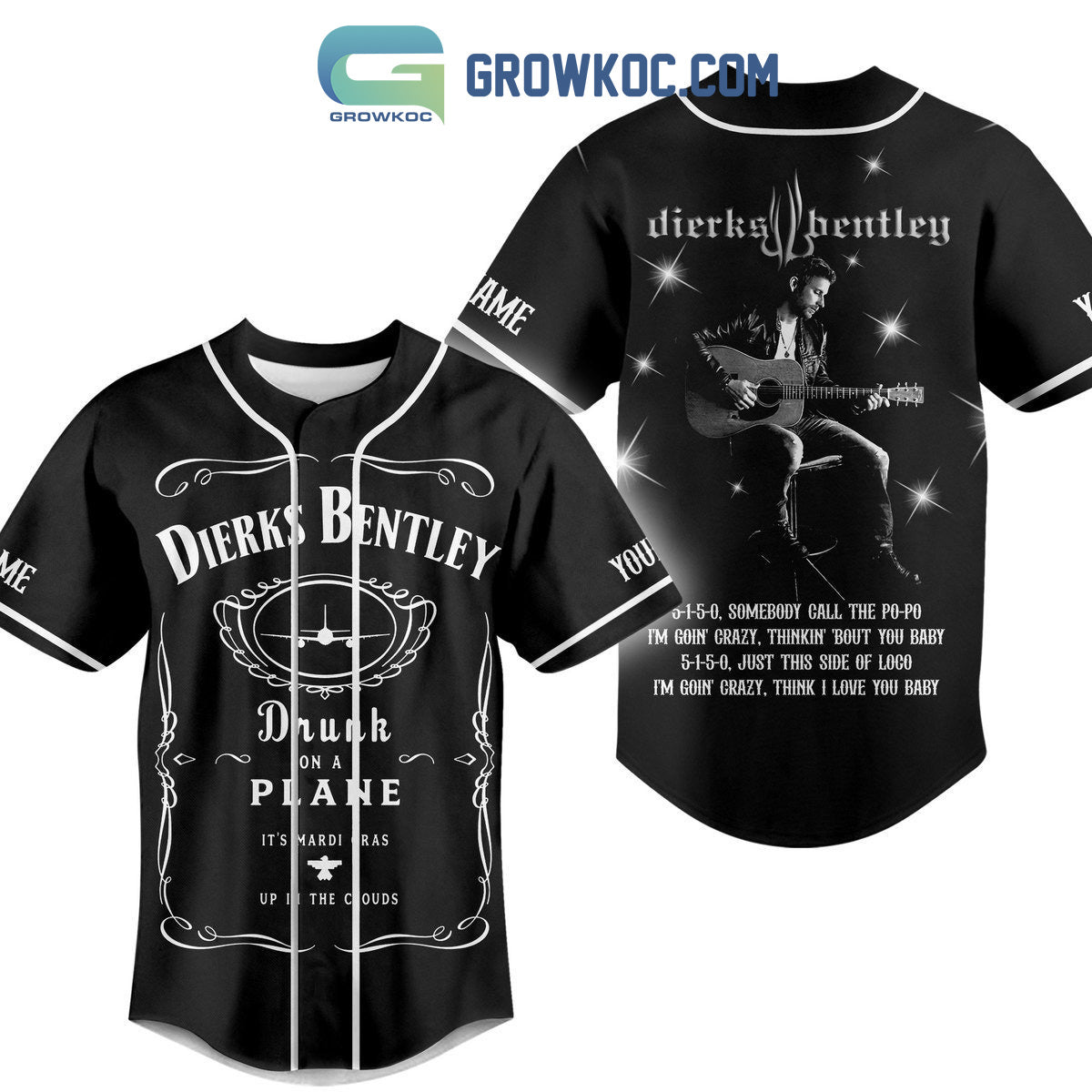Dierks Bentley Drunk On A Plane Personalized Baseball Jersey baseball jersey product view 1