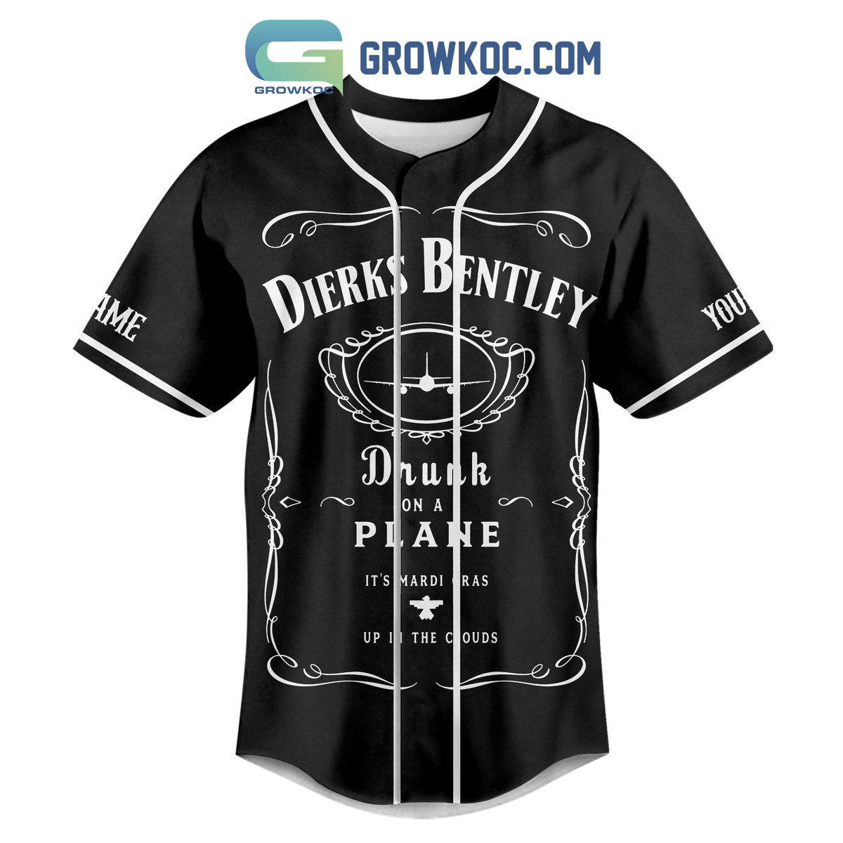 Dierks Bentley Drunk On A Plane Personalized Baseball Jersey baseball jersey product view 2