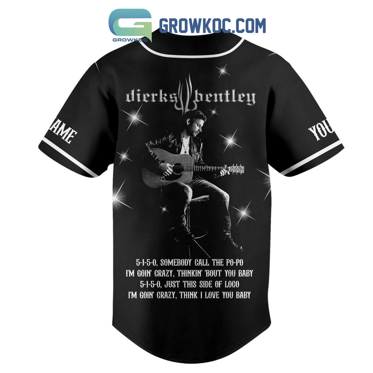 Dierks Bentley Drunk On A Plane Personalized Baseball Jersey baseball jersey product view 3