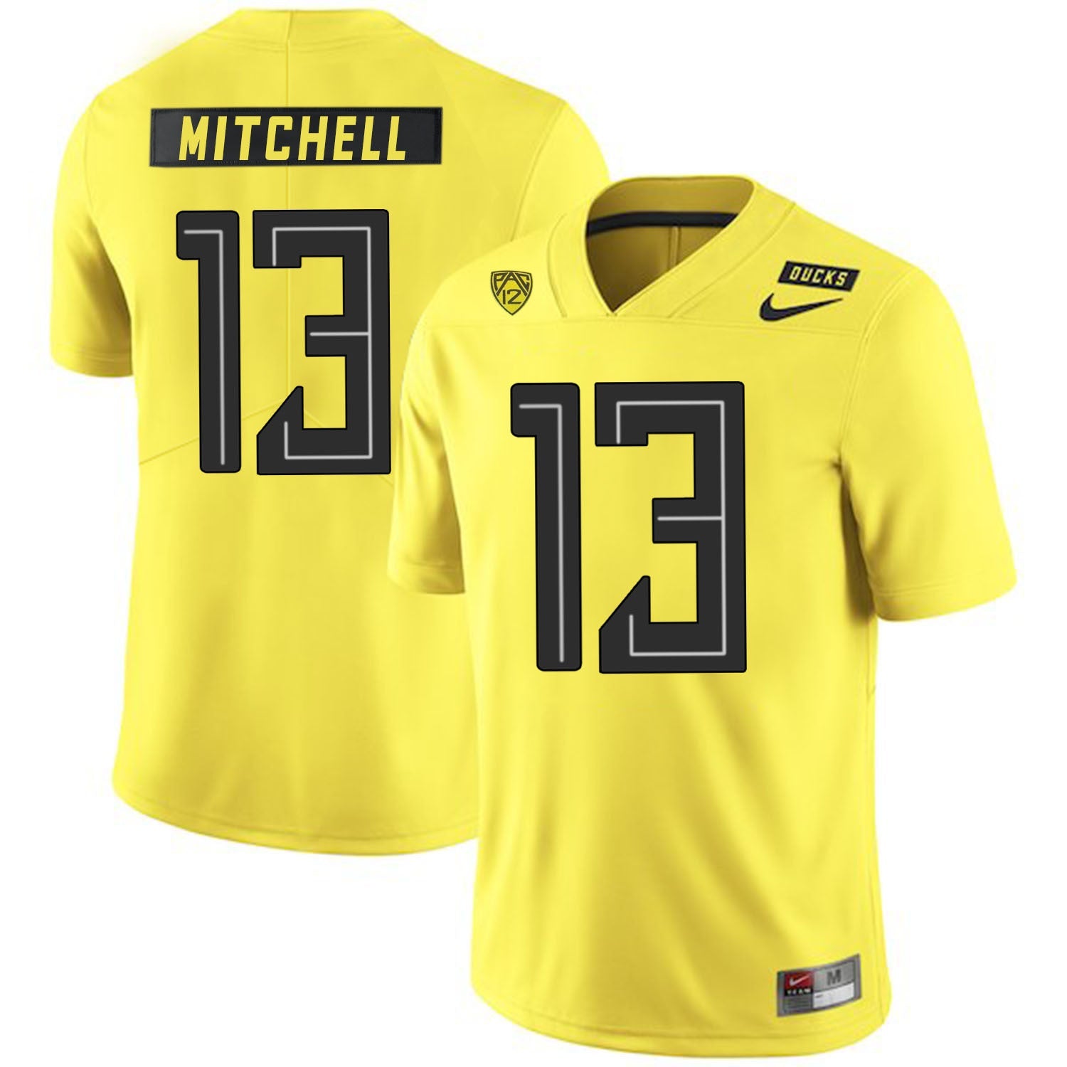 Dillon Mitchell 13 Yellow College Football Jersey football jersey product view 1