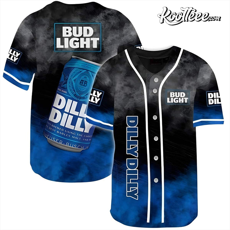 Dilly Dilly Bud Light Smoke Pattern Baseball Jersey baseball jersey product view 1