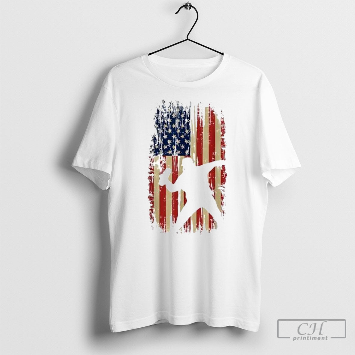 Distressed American Flag Baseball Pitcher Silhouette Shirt Tee Unisex T-shirt, Sweatshirt, Hoodie, Long Sleeve Tee - T-Shirt, Sweatshirt, Hoodie