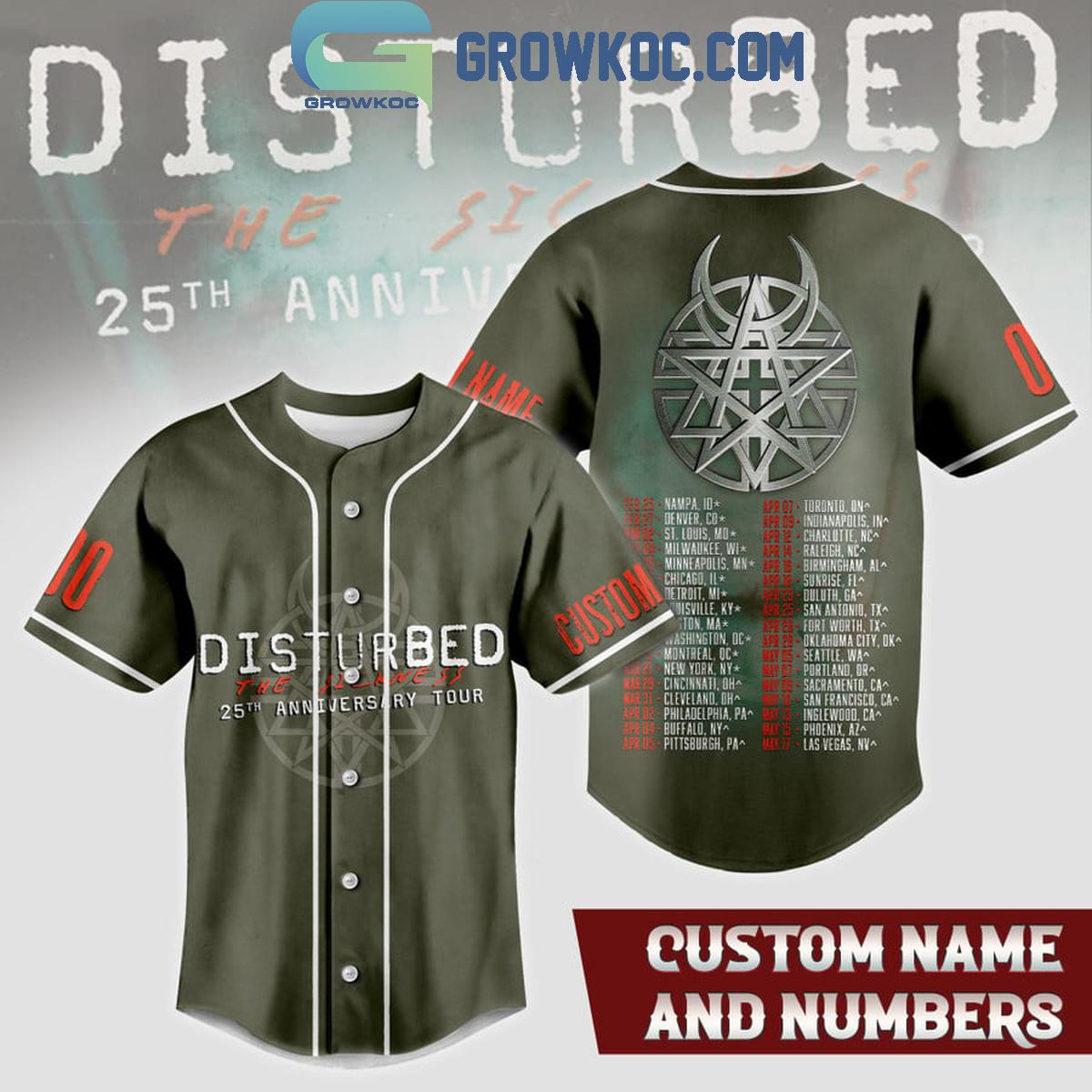 Disturbed 25th Anniversary Tour 2025 Fan Personalized Baseball Jersey baseball jersey product view 1