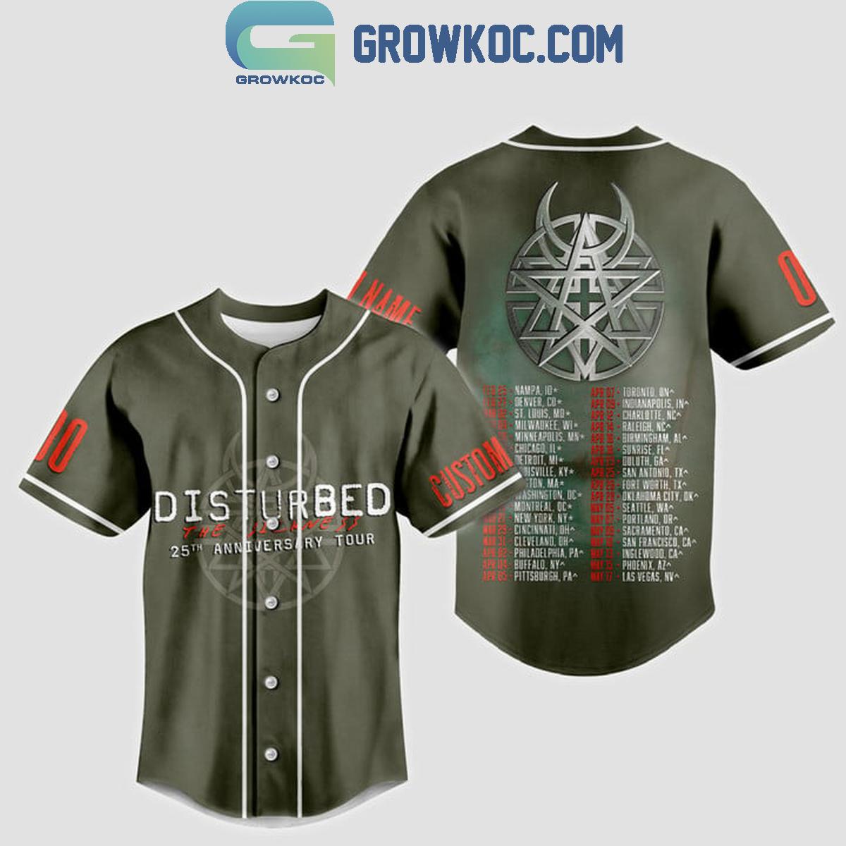 Disturbed 25th Anniversary Tour 2025 Fan Personalized Baseball Jersey baseball jersey product view 2