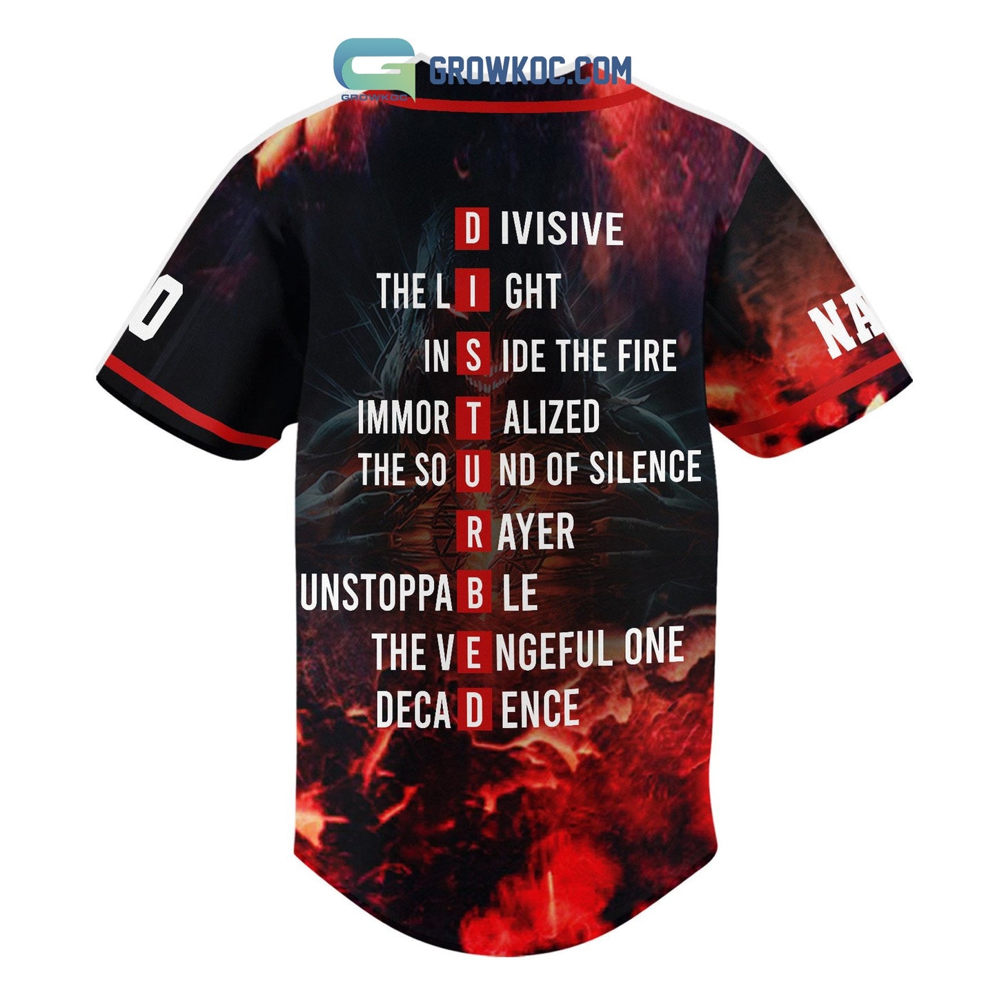 Disturbed All Hit Song Personalized Baseball Jersey baseball jersey product view 3