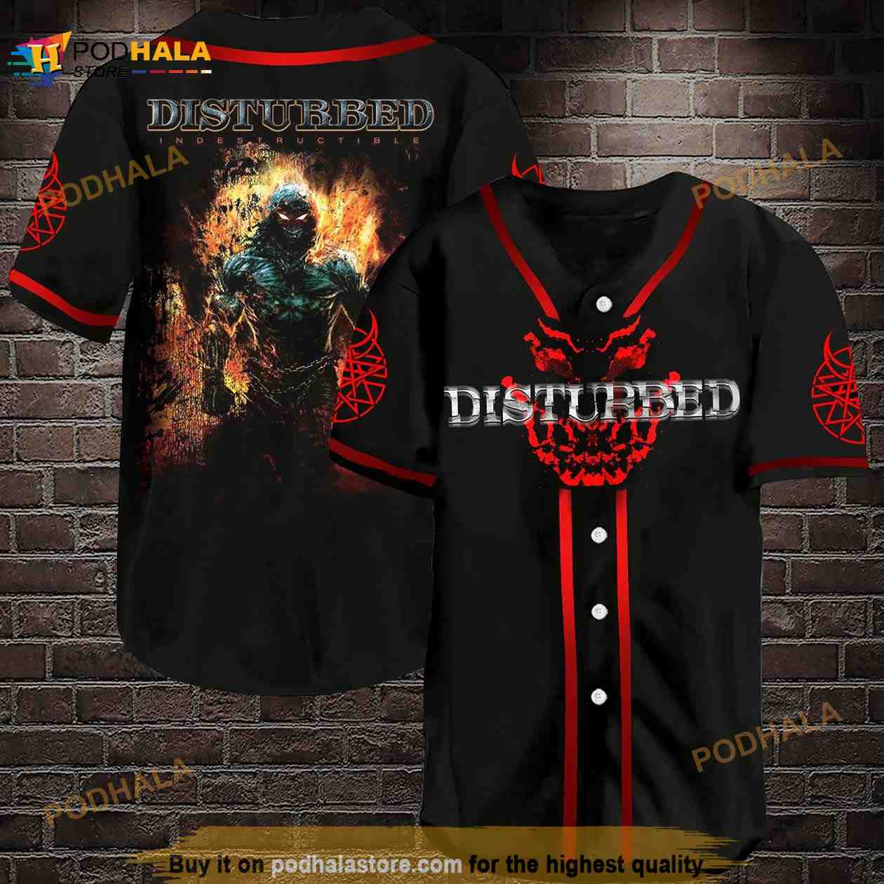 Disturbed Asylum 3D Baseball Jersey Shirt baseball jersey product view 1