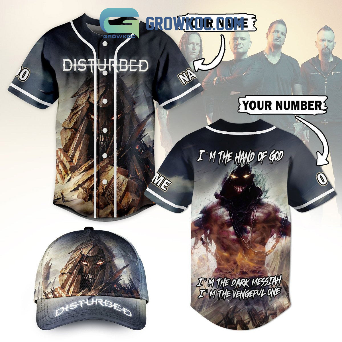 Disturbed I’m The Hand Of God Personalized Baseball Jersey baseball jersey product view 1