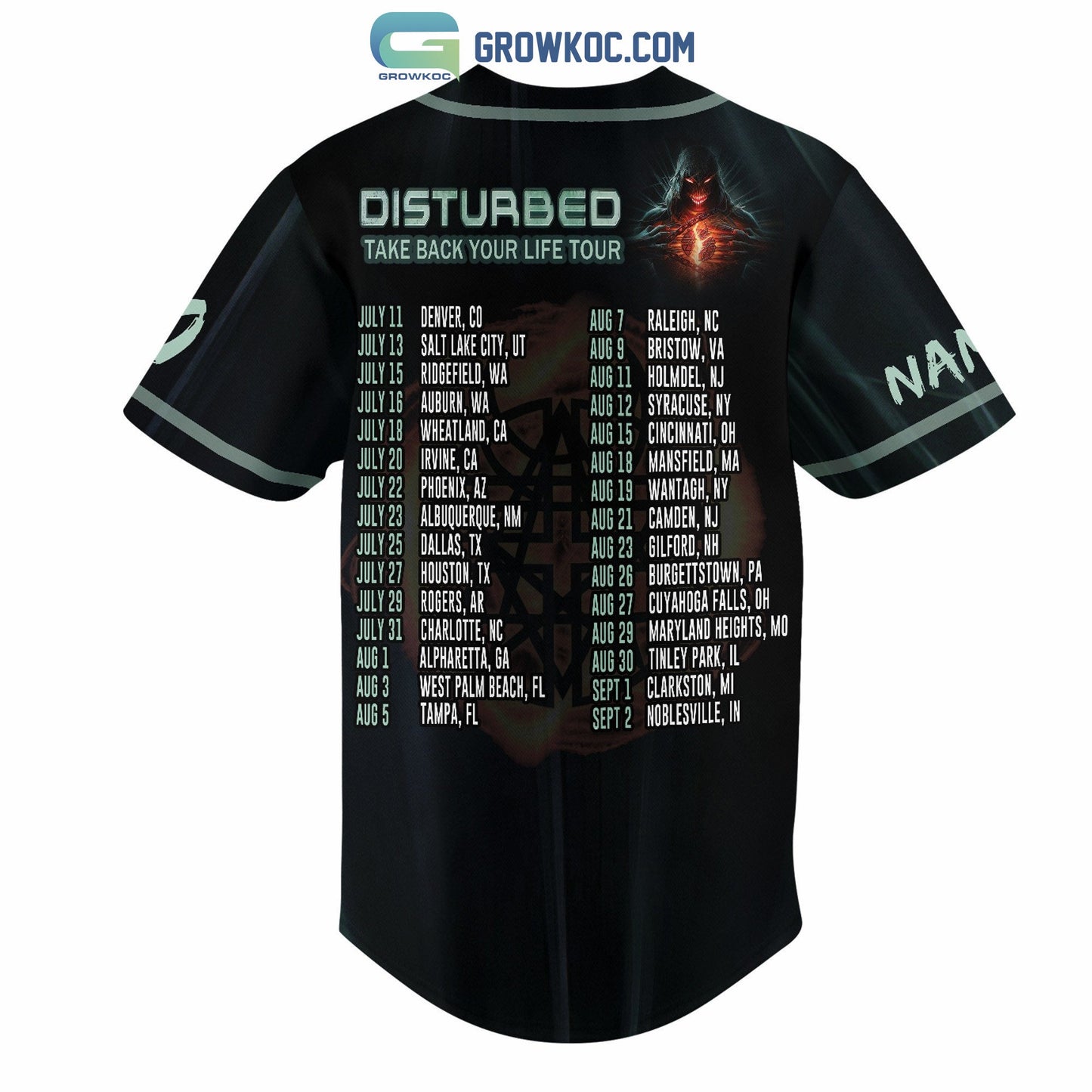 Disturbed Take Back Your Life Tour Personalized Baseball Jersey baseball jersey product view 3