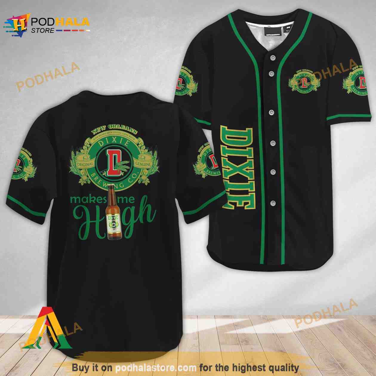 Dixie Beer Make Me High 3D Baseball Jersey baseball jersey product view 1