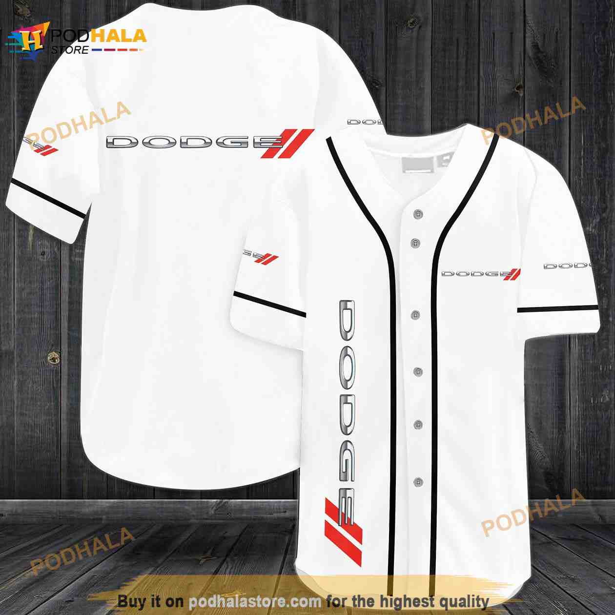 Dodge Car 3D Baseball Jersey baseball jersey product view 1