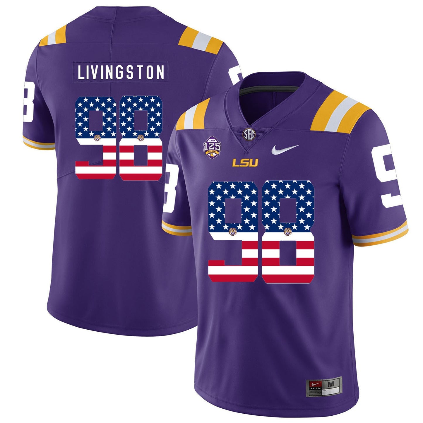 Dominic Livingston 98 Purple College Football Jersey football jersey product view 1