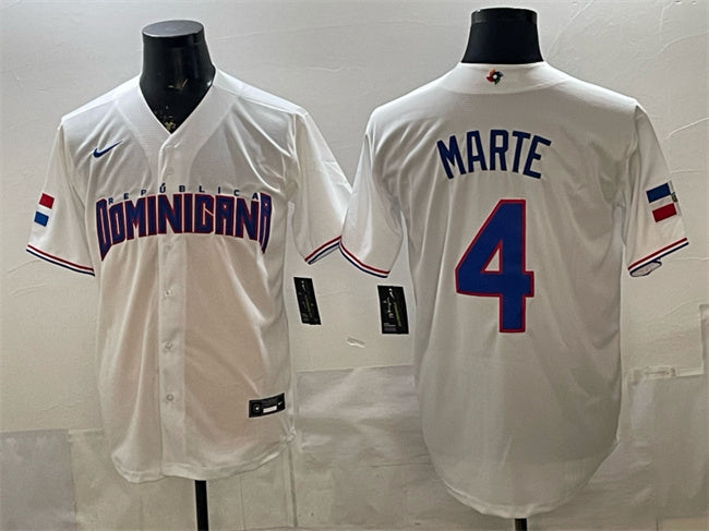 Dominican Republic Baseball #4 Ketel Marte White 2026 World Baseball Classic Hockey Jersey hockey jersey product view 1