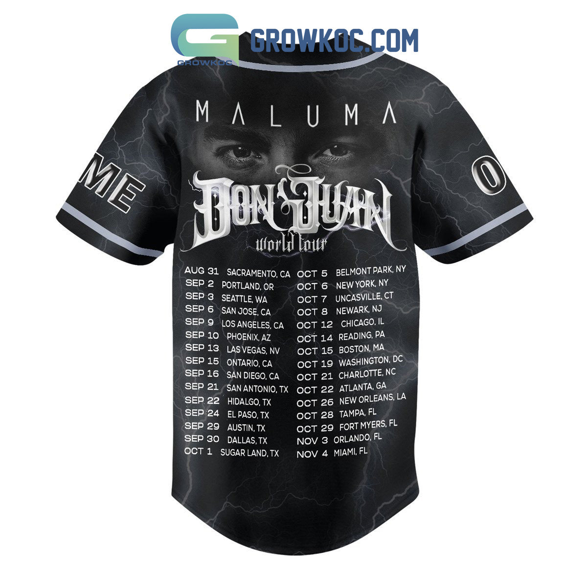 Don Juan World Tour Maluma Personalized Baseball Jersey baseball jersey product view 3