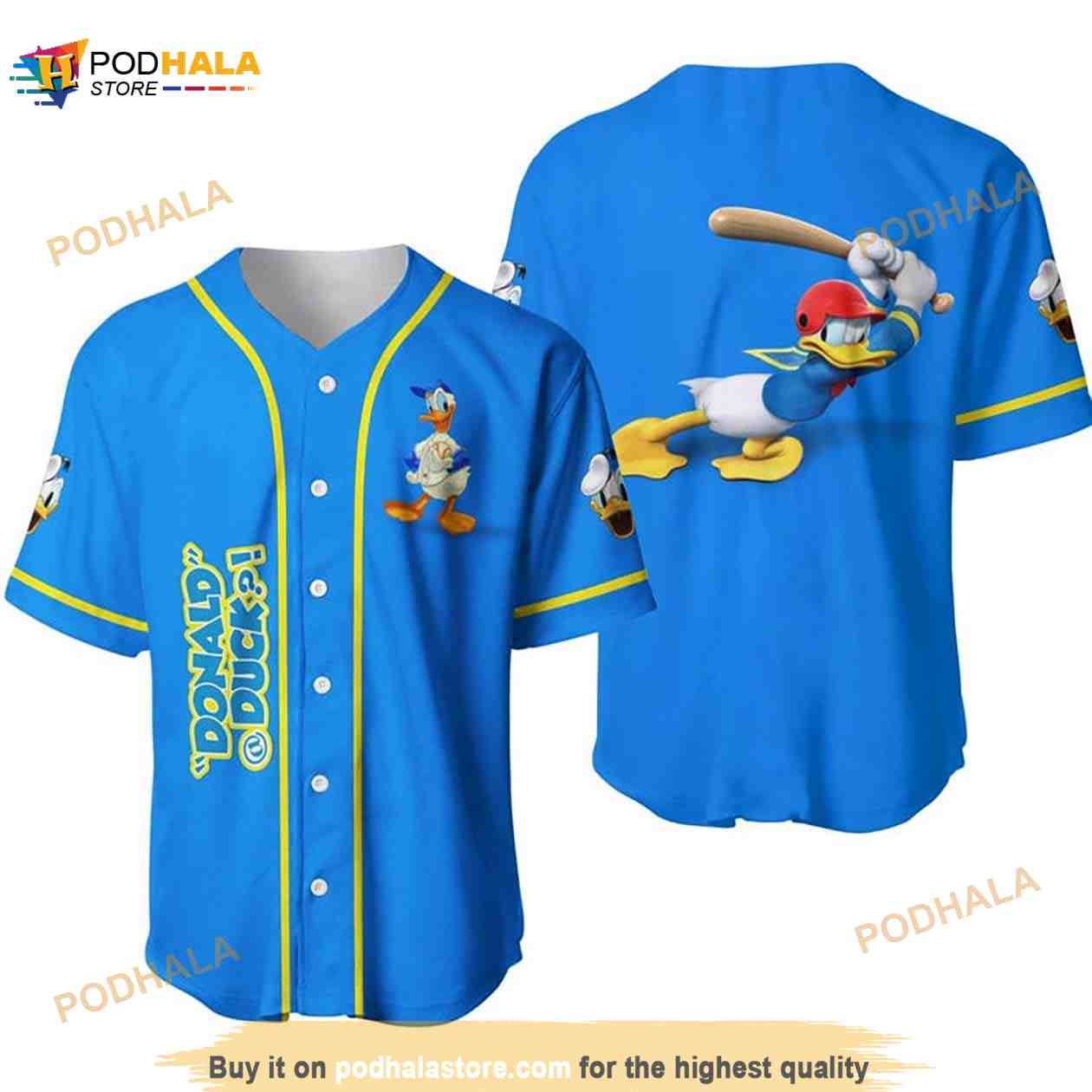 Donald Duck The Batter All Over Print 3D Baseball Jersey baseball jersey product view 1