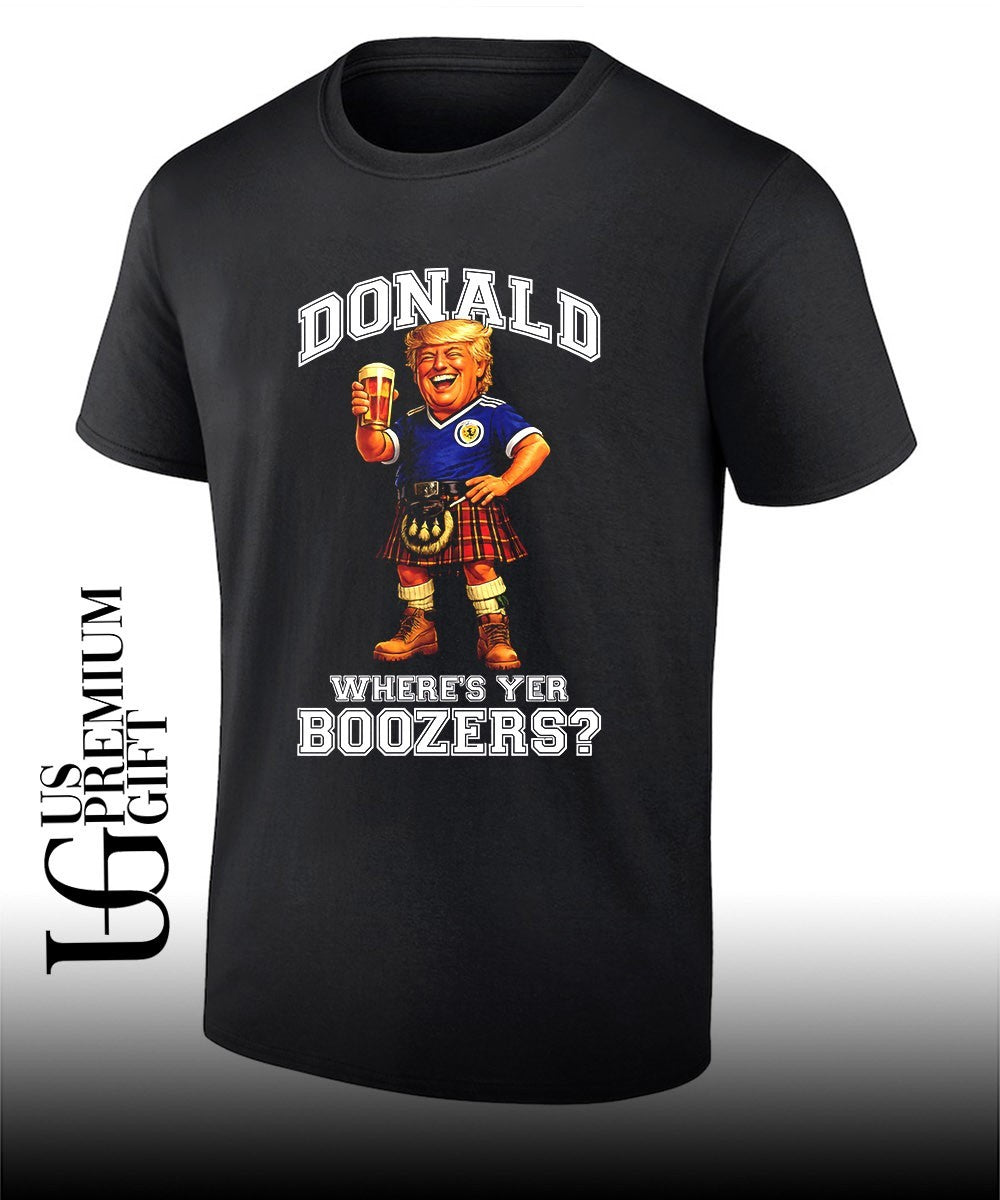 Donald Wheres Yer Boozers Scotland World Cup 2026 Football shirt Unisex T-shirt, Sweatshirt, Hoodie, Long Sleeve Tee - T-Shirt, Sweatshirt, Hoodie