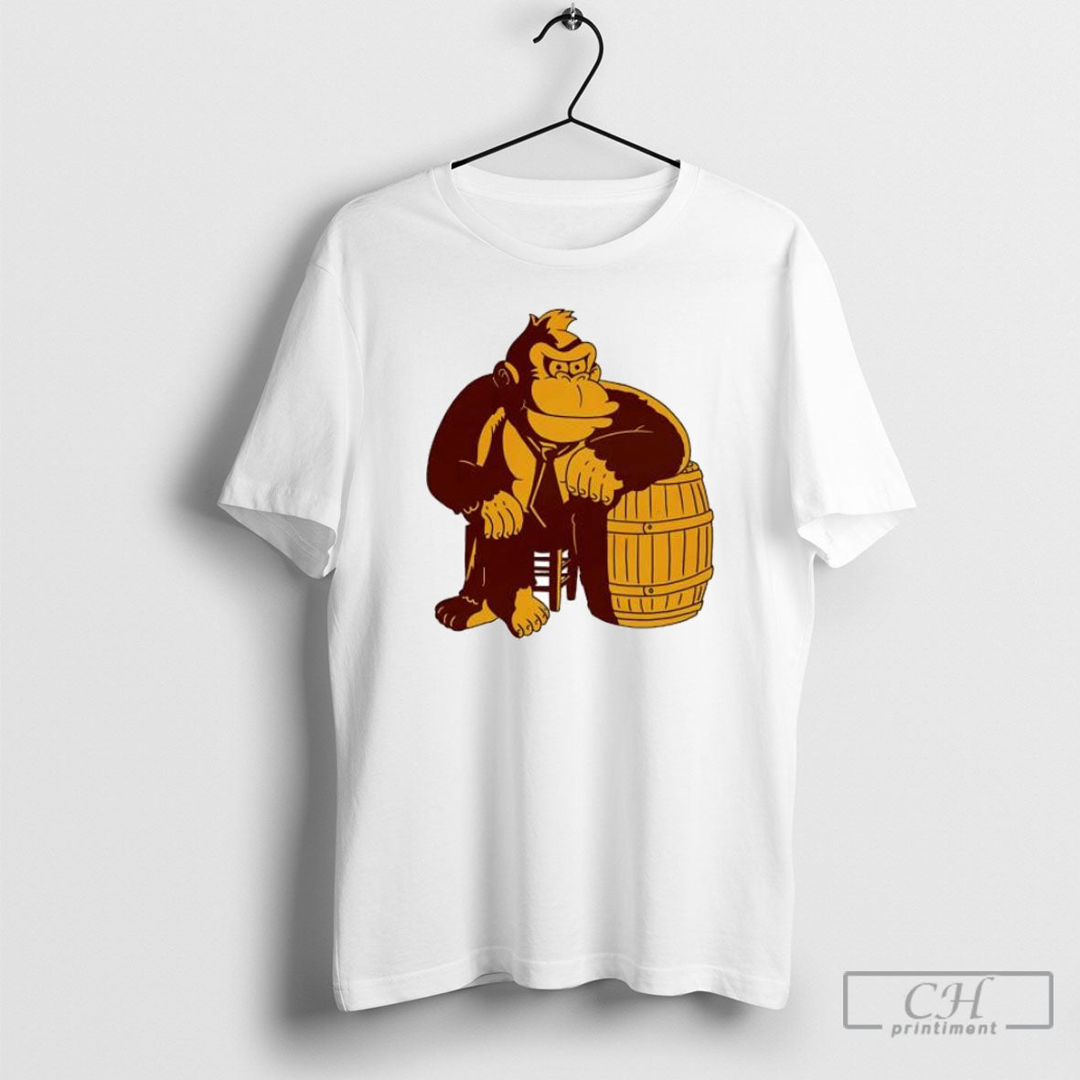 Donkey Kong Gorilla Sitting On A Barrel Video Game Shirt Tee Unisex T-shirt, Sweatshirt, Hoodie, Long Sleeve Tee - T-Shirt, Sweatshirt, Hoodie