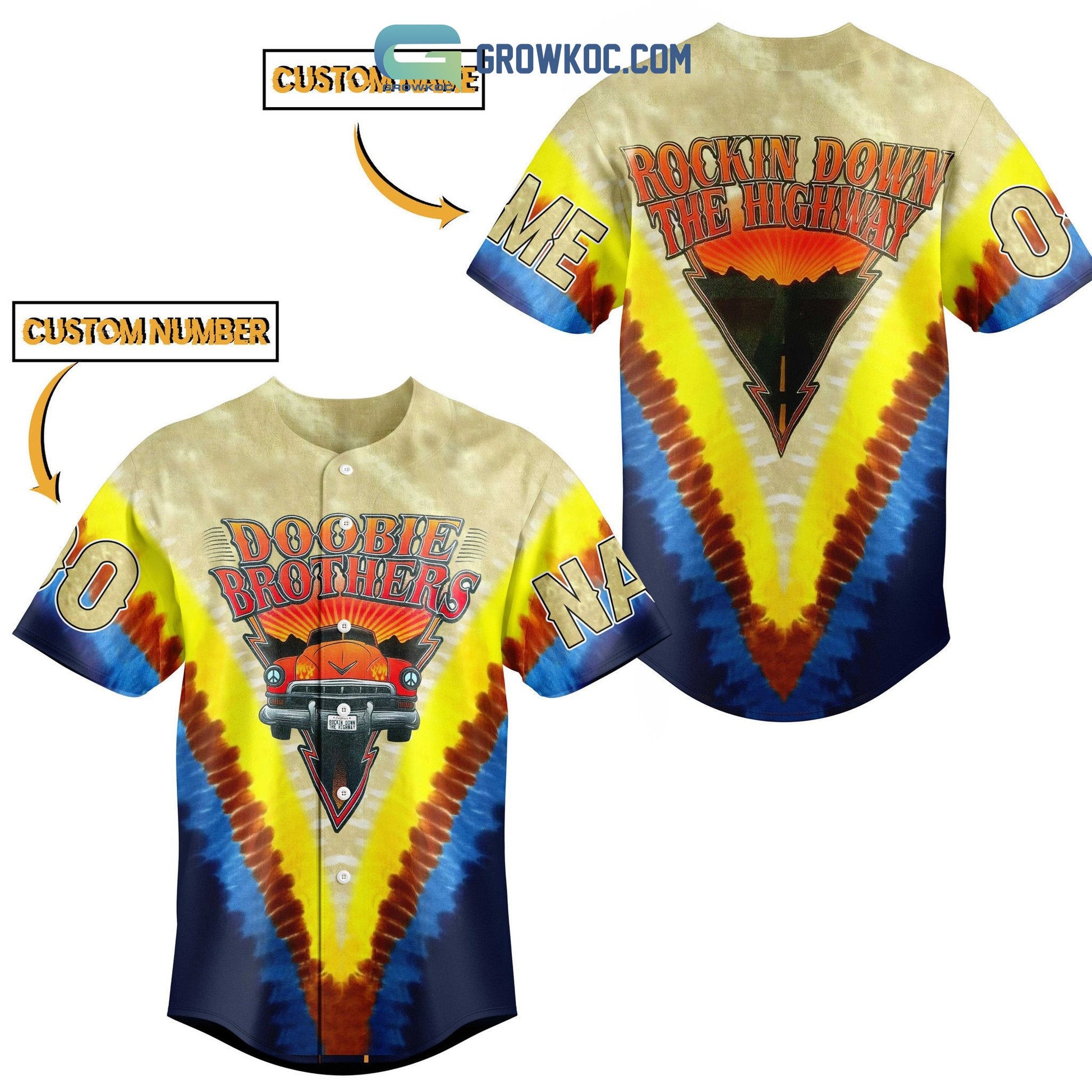 Doobie Brothers Rockin Down The Highway Personalized Baseball Jersey baseball jersey product view 3