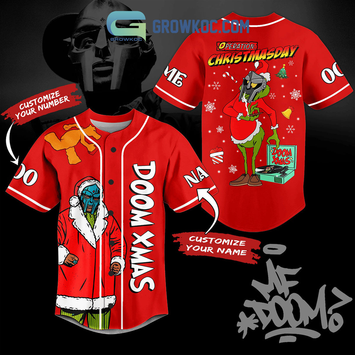 Doom Mighty Doom Operation Christmasday Doom Xmas Winter Holiday Personalized Baseball Jersey baseball jersey product view 1
