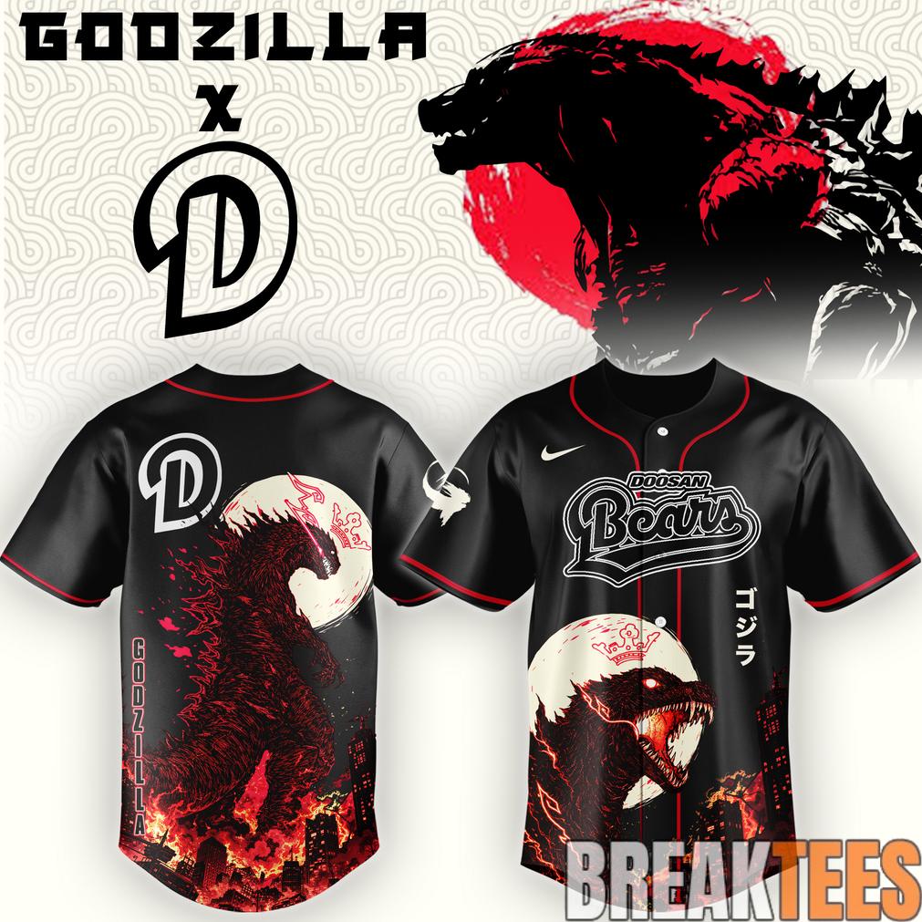 Doosan Bears x Godzilla Minus Zero Baseball Jersey Unisex T-shirt, Sweatshirt, Hoodie, Long Sleeve Tee - T-Shirt, Sweatshirt, Hoodie