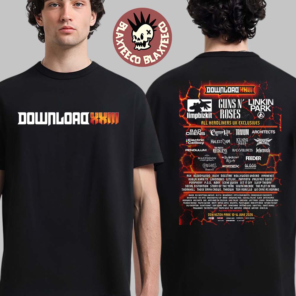 Download Festival XXIII 2026 Donington Park UK Lineup From 10-14 June 2026 Two Sided T-Shirt - T-Shirt, Sweatshirt, Hoodie