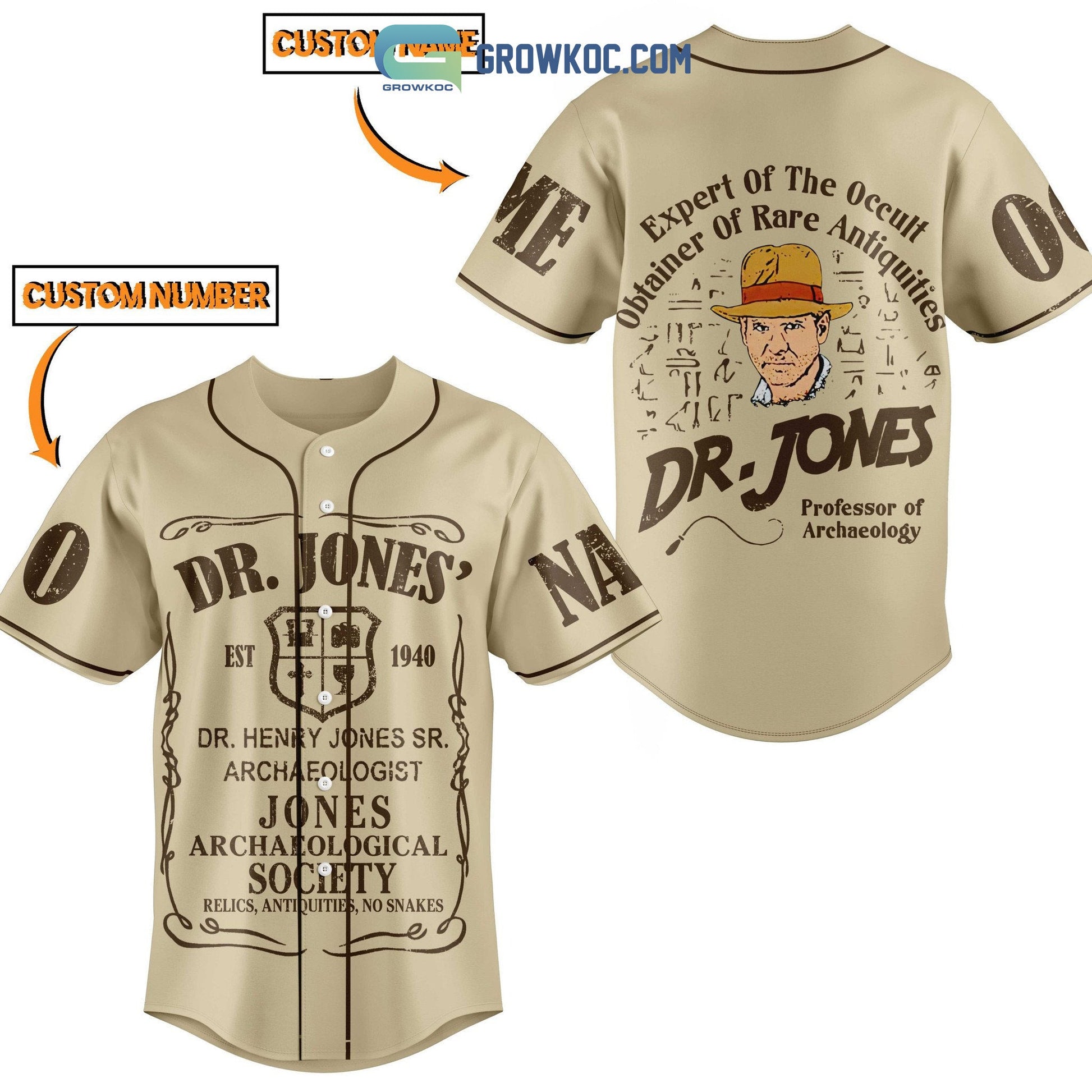 Dr Jones Professor Of Archaeology Personalized Baseball Jersey baseball jersey product view 3