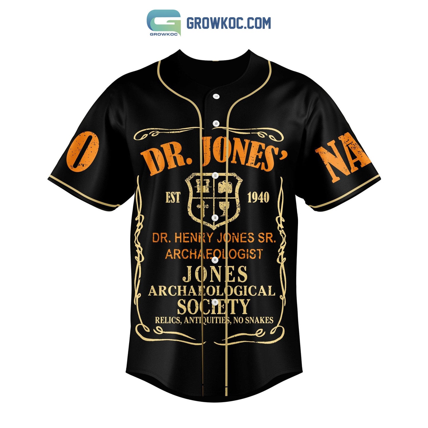 Dr Jones Professor Of Archaeology Personalized Black Design Baseball Jersey baseball jersey product view 2