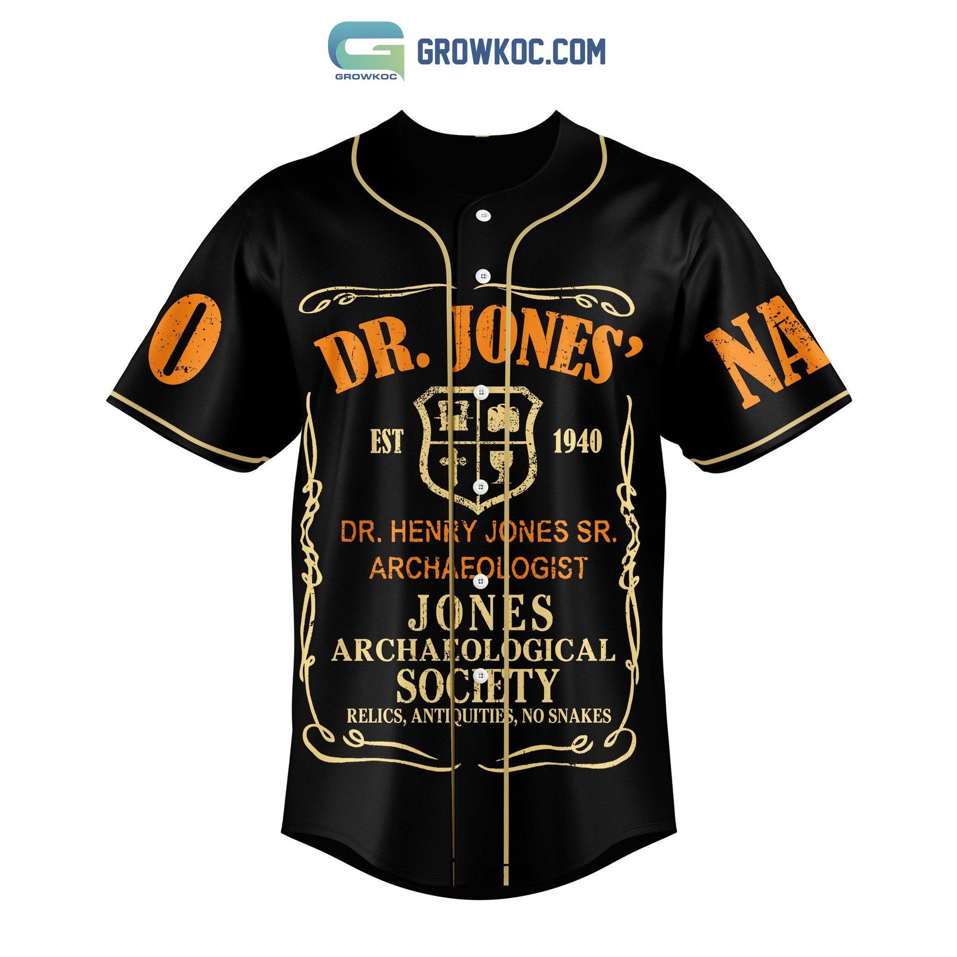 Dr Jones Professor Of Archaeology Personalized Black Design Baseball Jersey baseball jersey product view 2