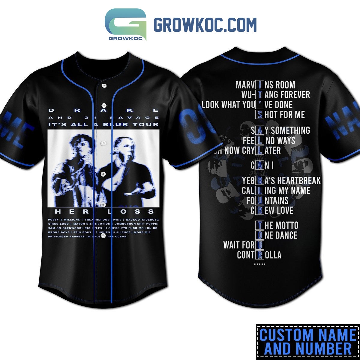 Drake And 21 Savage It’s All A Blur Tour Her Loss Personalized Baseball Jersey baseball jersey product view 1