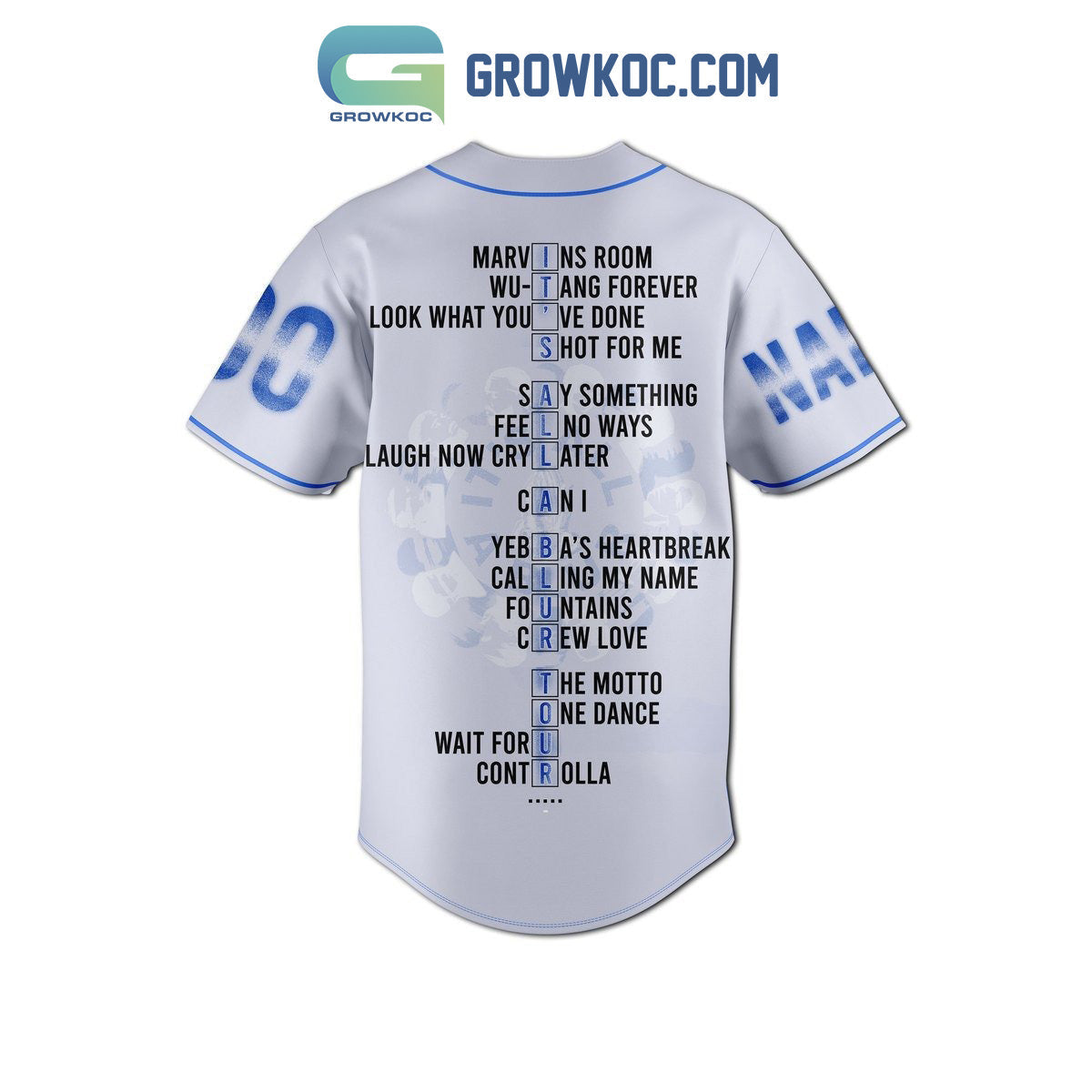 Drake And 21 Savage It’s All A Blur Tour Her Loss White Design Personalized Baseball Jersey baseball jersey product view 3