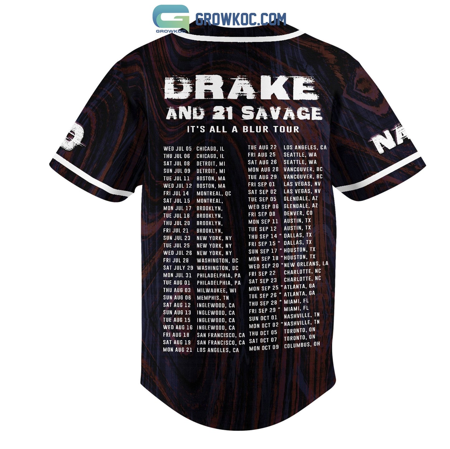 Drake And 21 Savage It’s All A Blur Tour Personalized Baseball Jersey baseball jersey product view 3