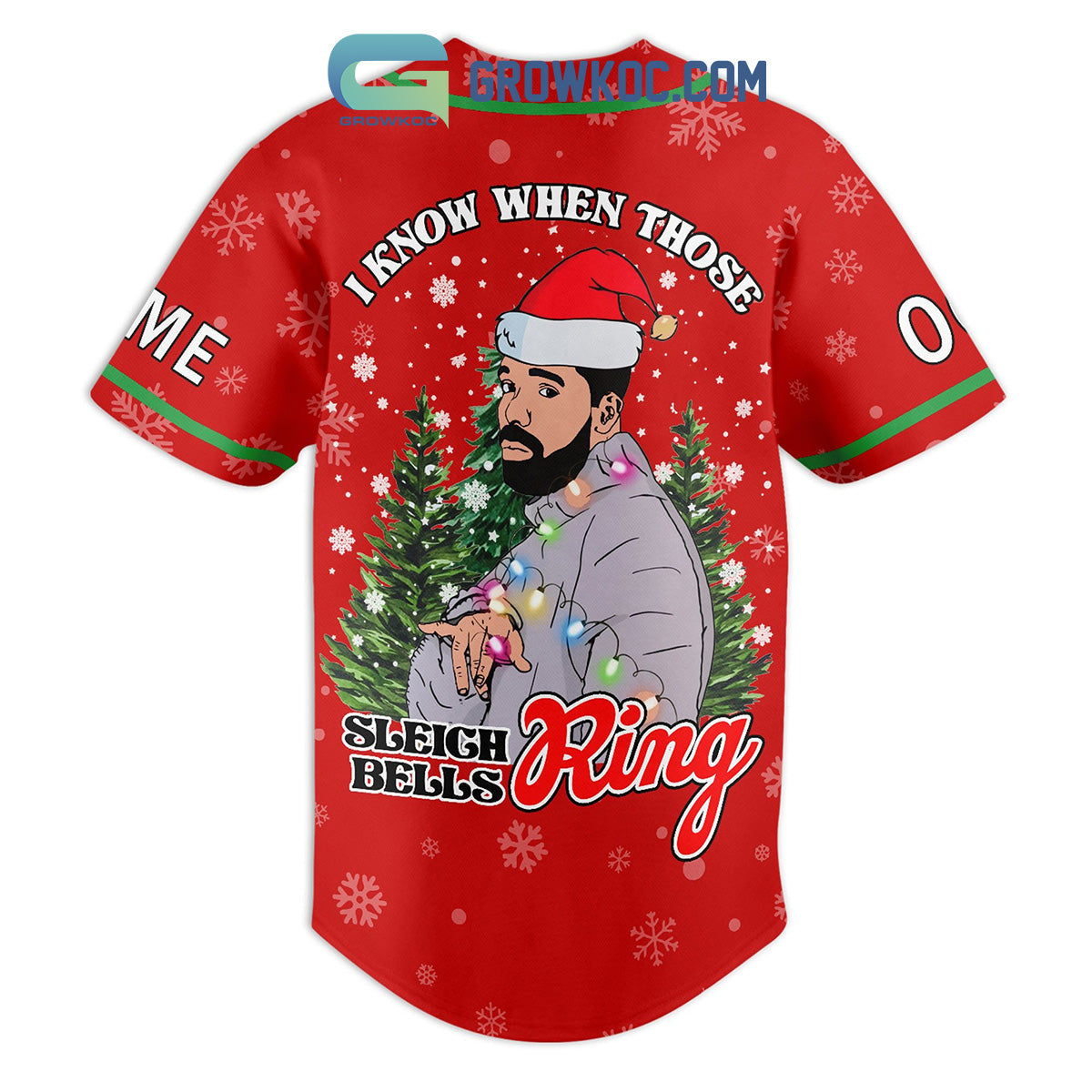 Drake Happy Holiday Merry Christmas I Know When Those Sleigh Ring Bells Personalized Baseball Jersey baseball jersey product view 3