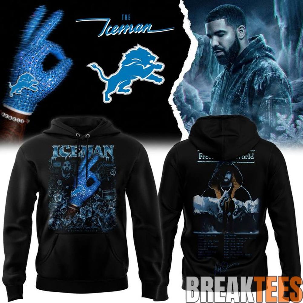 Drake Iceman x Detroit Lions Hoodie Unisex T-shirt, Sweatshirt, Hoodie, Long Sleeve Tee - T-Shirt, Sweatshirt, Hoodie