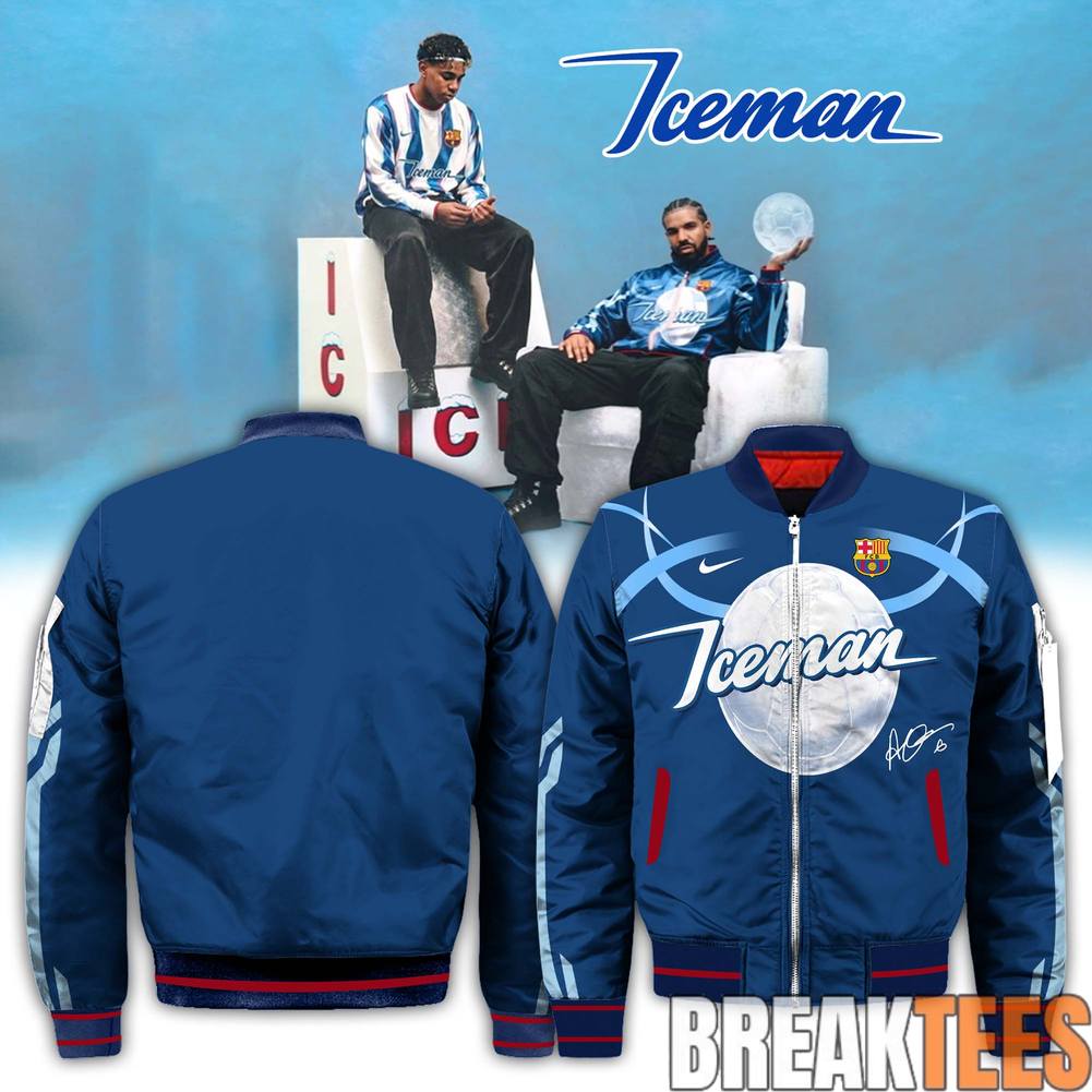 Drake Iceman x FC Barcelona 2026 Signature Bomber Jacket Unisex T-shirt, Sweatshirt, Hoodie, Long Sleeve Tee - T-Shirt, Sweatshirt, Hoodie