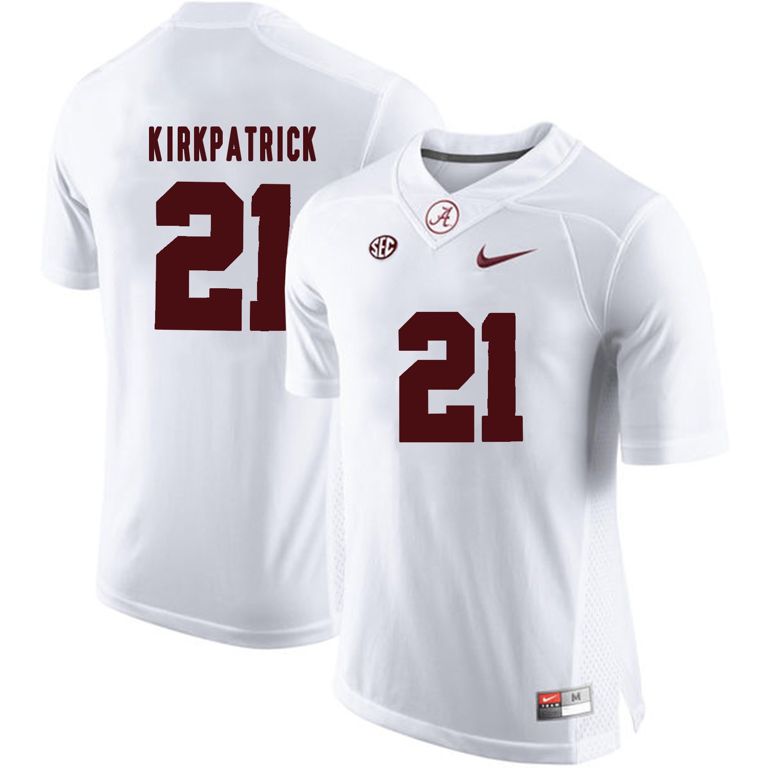 Dre Kirkpatrick 21 White College Football Jersey football jersey product view 1