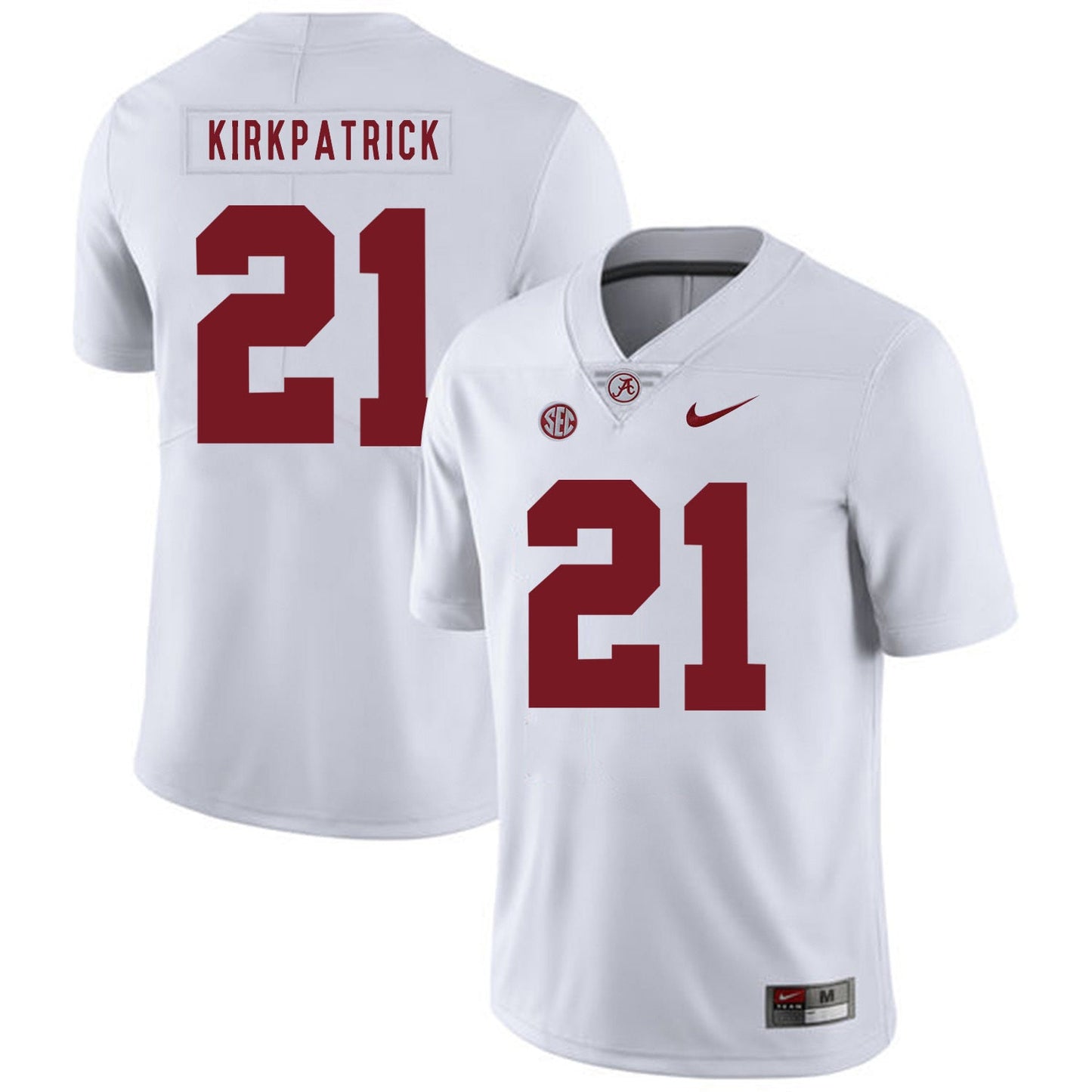 Dre Kirkpatrick 21 White .2jpg College Football Jersey football jersey product view 1