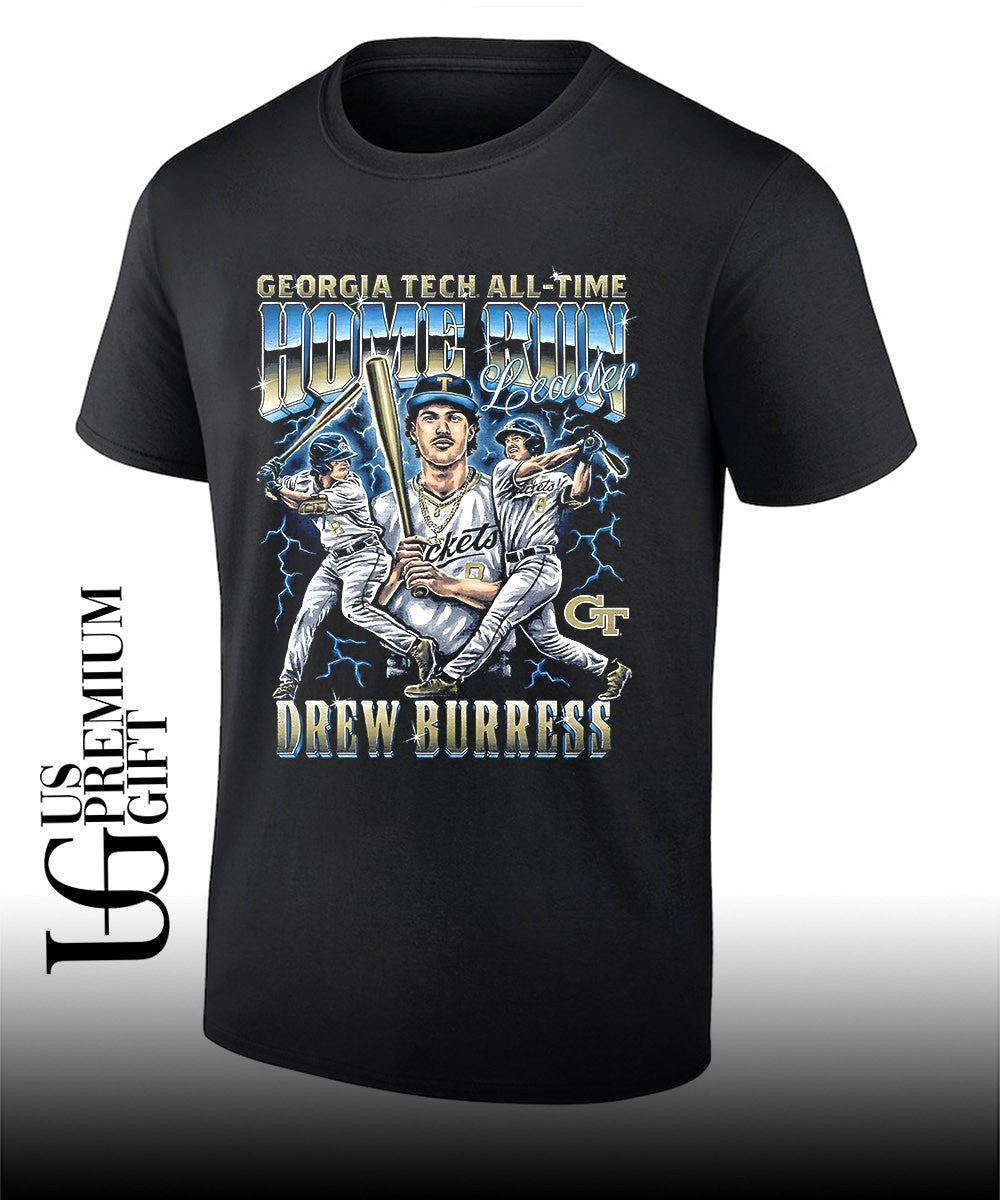 Drew Burress All-Time Home Run Leader Georgia Tech Yellow Jackets baseball 2026 graphic shirt - T-Shirt, Sweatshirt, Hoodie