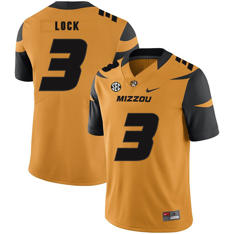 Drew Lock 3 Gold College Football Jersey football jersey product view 1