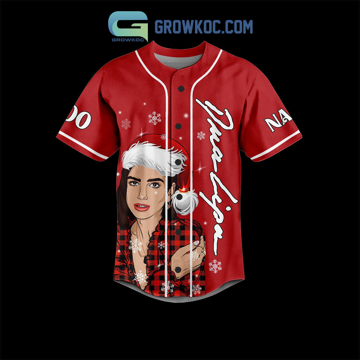 Dua Lipa Snow Show Up Santa Comes Out Christmas Custom Baseball Jersey baseball jersey product view 3