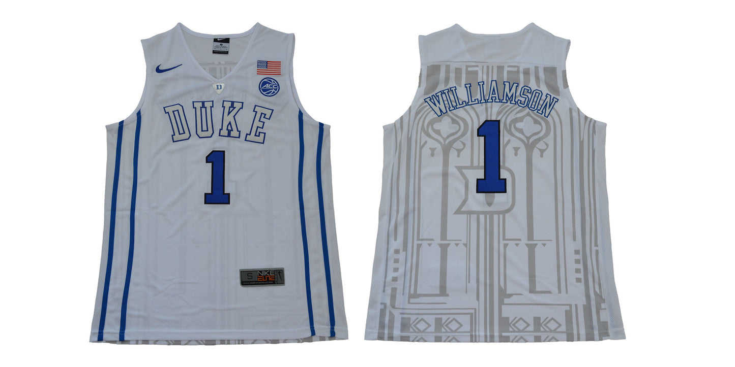 Duke 1 Willamson New White College Football Jersey football jersey product view 1
