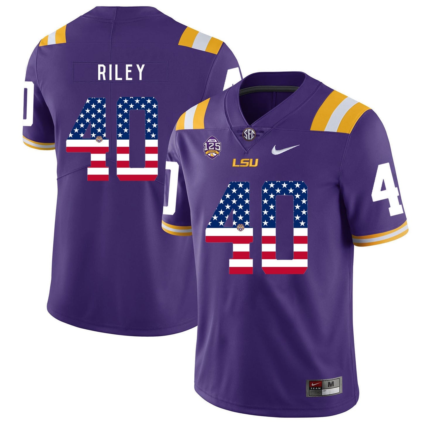 Duke Riley 40 Purple College Football Jersey football jersey product view 1
