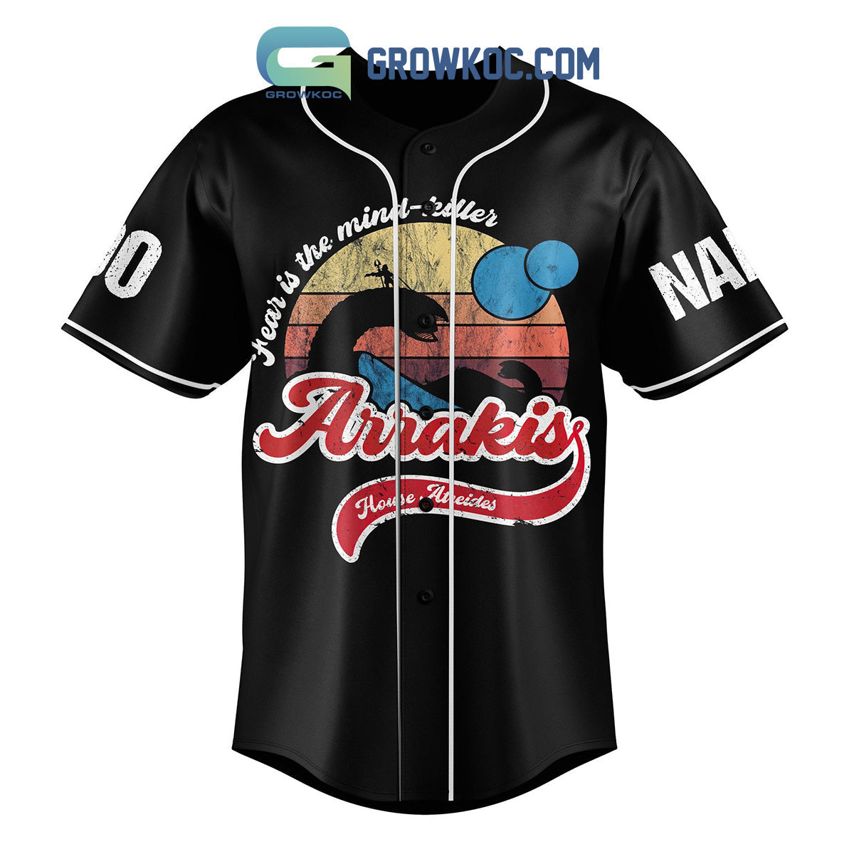 Dune Arrakis House Of Atreides Fear Is The Mind Killer Personalized Baseball Jersey baseball jersey product view 2