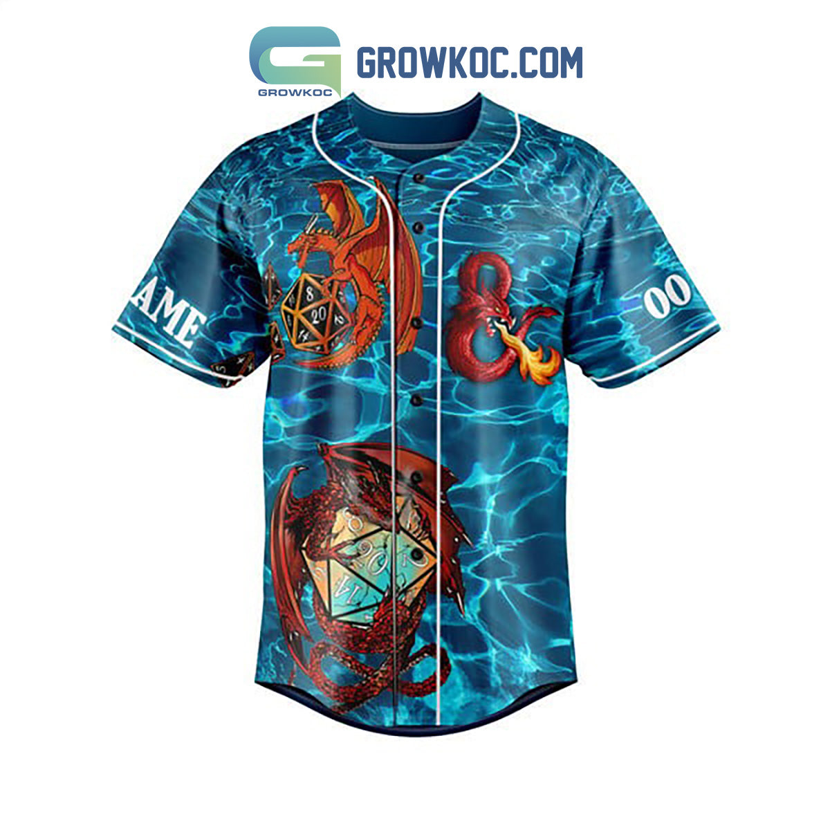 Dungeons & Dragons Roll For Initiative Blue Version Personalized Baseball Jersey baseball jersey product view 2