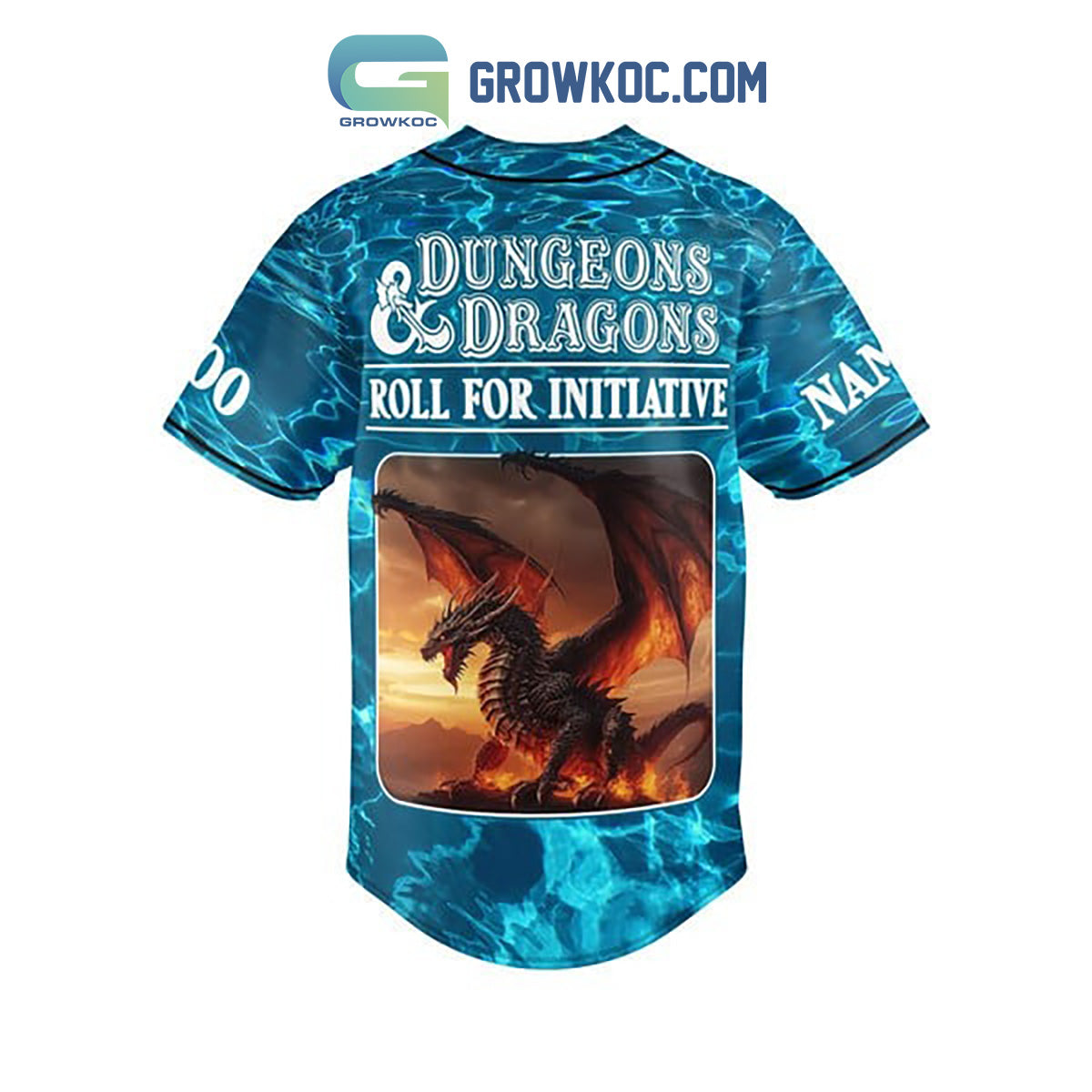 Dungeons & Dragons Roll For Initiative Blue Version Personalized Baseball Jersey baseball jersey product view 3