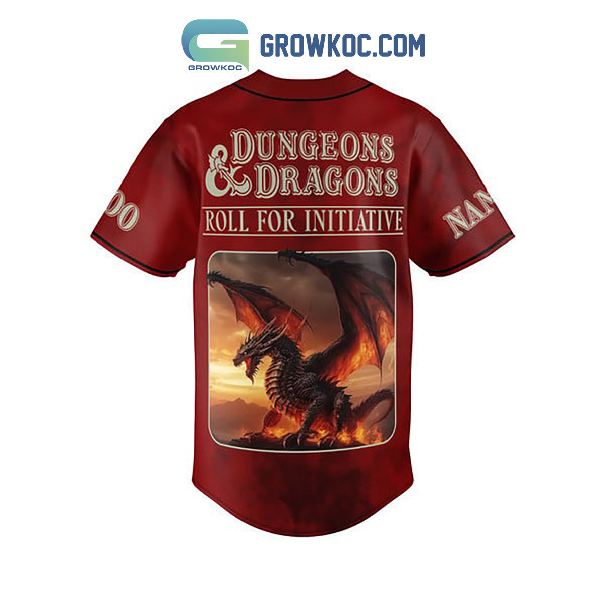 Dungeons & Dragons Roll For Initiative Personalized Baseball Jersey Red Version baseball jersey product view 2
