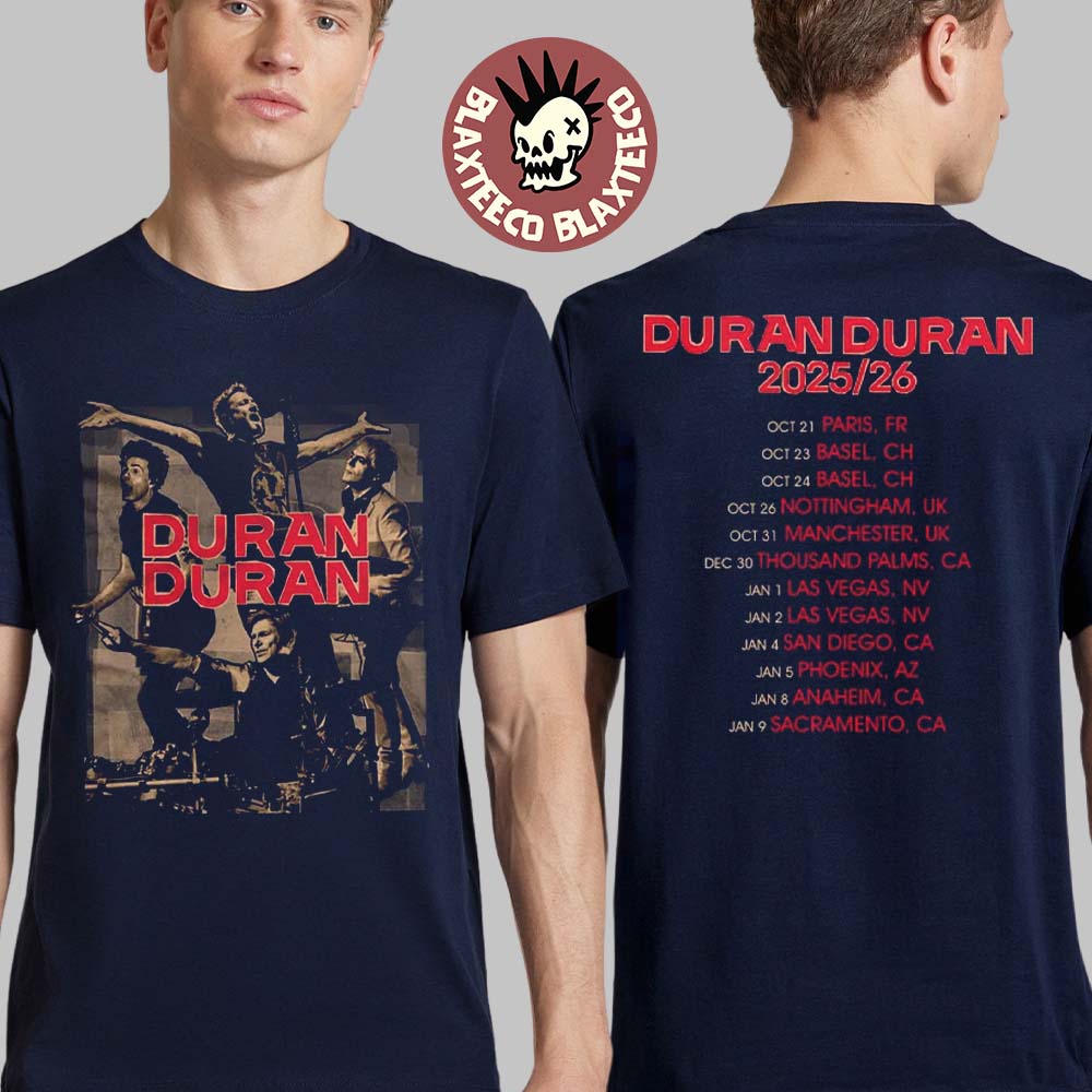 Duran Duran Europe 2025 2026 Navy Collage Bandshot Tour T-Shirt Unisex T-shirt, Sweatshirt, Hoodie, Long Sleeve Tee - T-Shirt, Sweatshirt, Hoodie