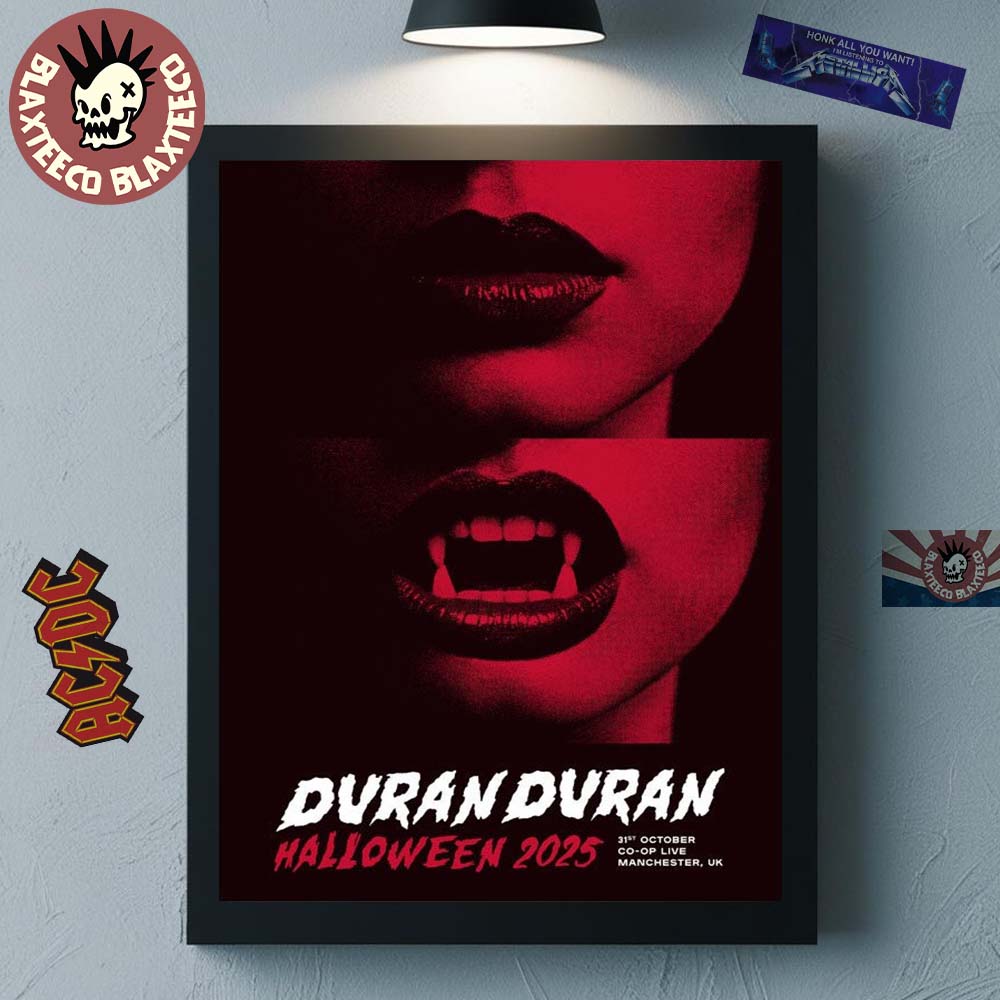 Duran Duran Halloween Show 2025 Merch In Manchester UK At Co-Op Live On 31st October 2025 Mouth And Fangs Art Poster Canvas - T-Shirt, Sweatshirt, Hoodie