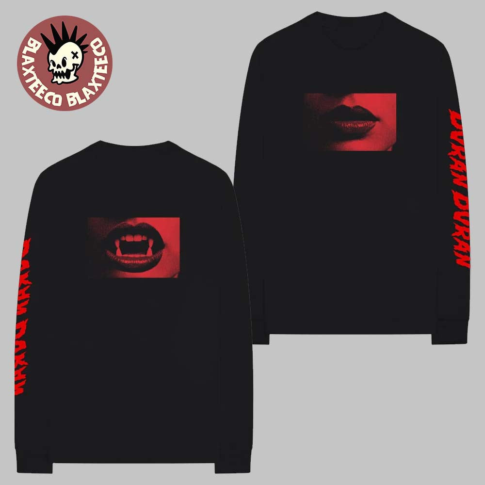 Duran Duran Halloween Show 2025 Merch In Manchester UK At Co-Op Live On 31st October 2025 Mouth And Fangs Long Sleeve T-Shirt - T-Shirt, Sweatshirt, Hoodie