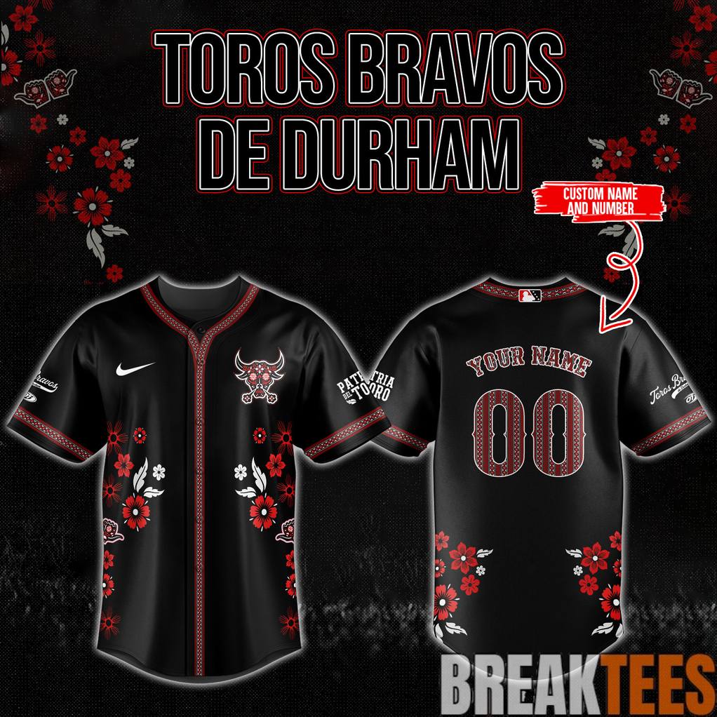 Durham Bulls Toros Bravos De Durham Custom Baseball Jersey baseball jersey product view 1