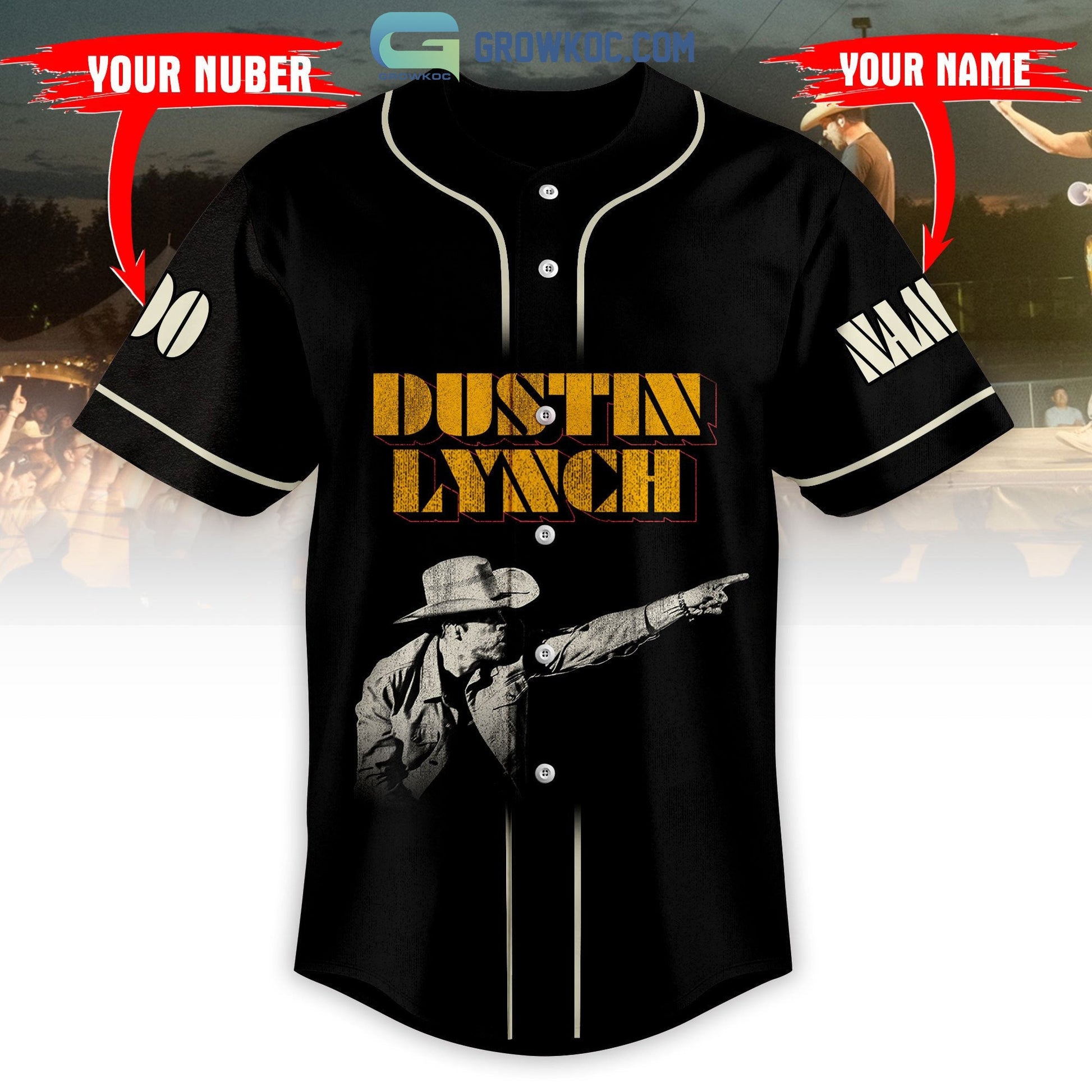 Dustin Lynch Live 2023 Personalized Baseball Jersey baseball jersey product view 2