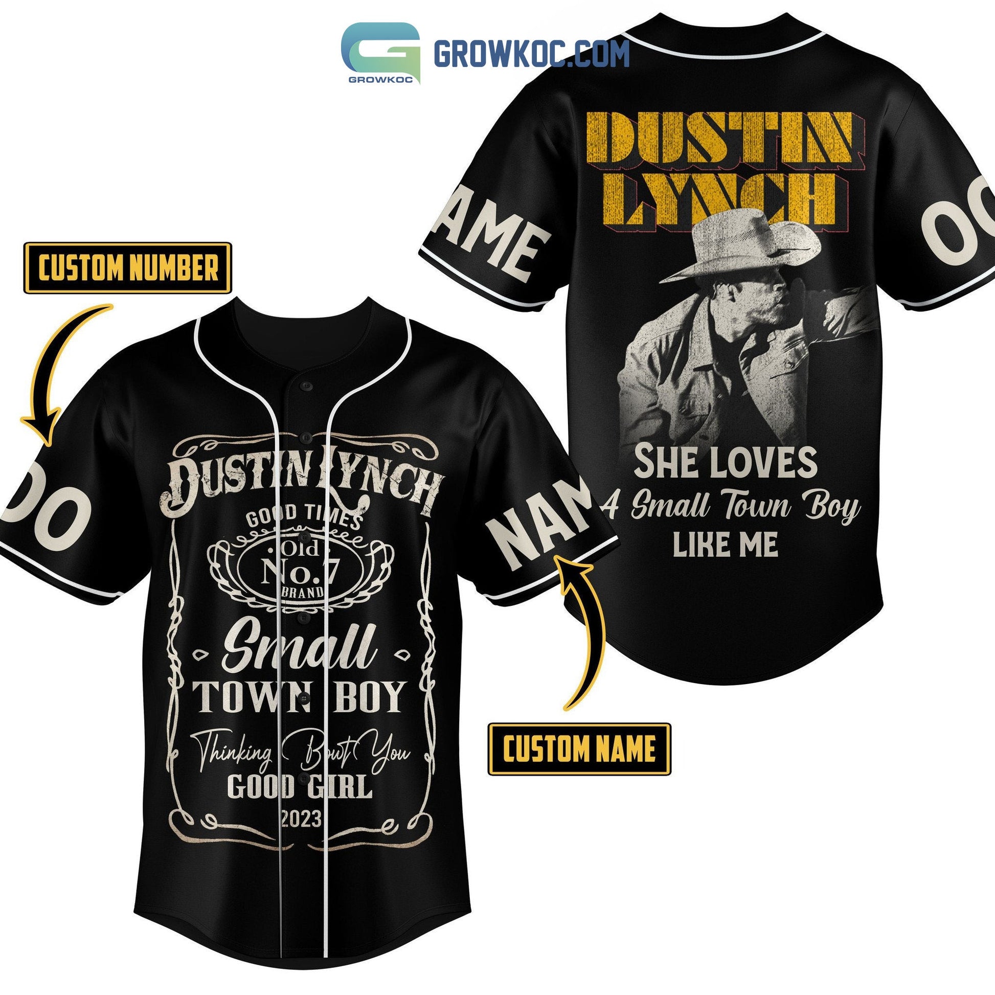 Dustin Lynch She Loves A Small Town Boys Like Me Personalized Baseball Jersey baseball jersey product view 3